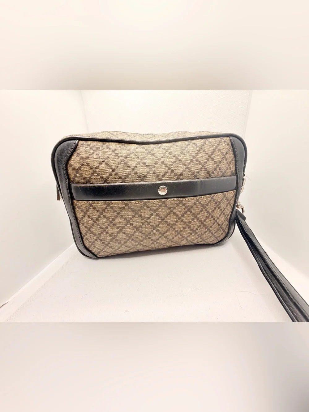 Gucci diamanté Brown and Black Toiletry Wristlet Bag